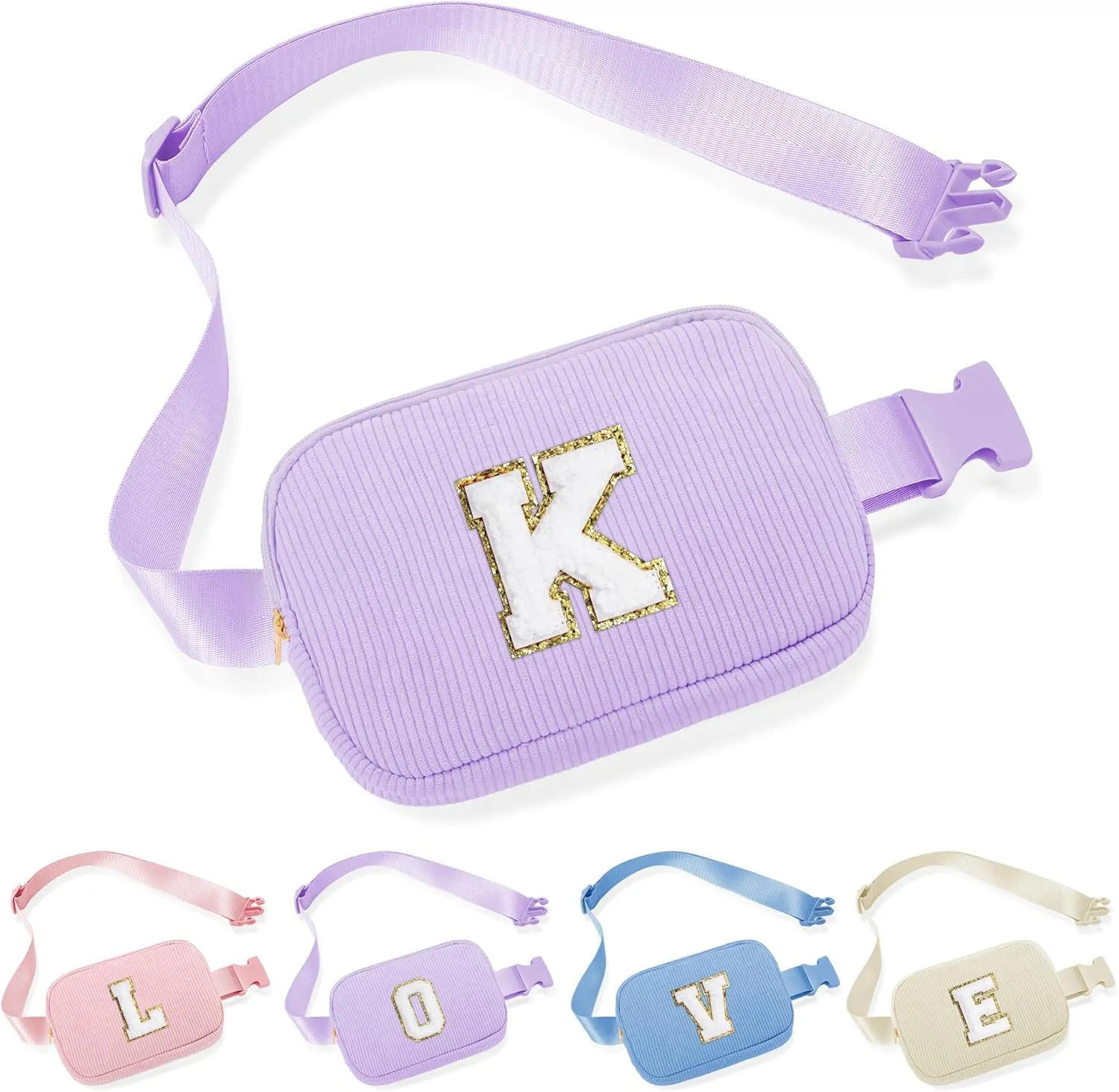 YOOLIFE Birthday Gifts for Kids - 5 6 7 8 9 10 11 12 Year Old Girl Birthday Gift for Teen Sister Niece Friend Sister Girlfriend Gift, Personalized Initial Belt Bag Crossbody Bags for Women (Purple K)