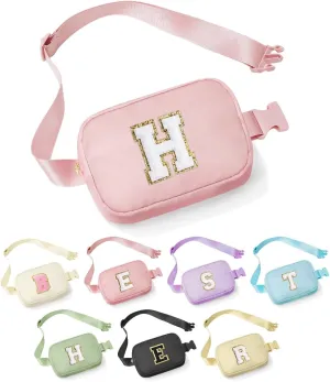 YOOLIFE Customized Gifts for Women - Personalized Birthday Gift for Mom, Mom Gifts From Daughter, Mother In Law Gifts, Mama Gift Idea, Pink Initial Crossbody Bag Belt Bag H