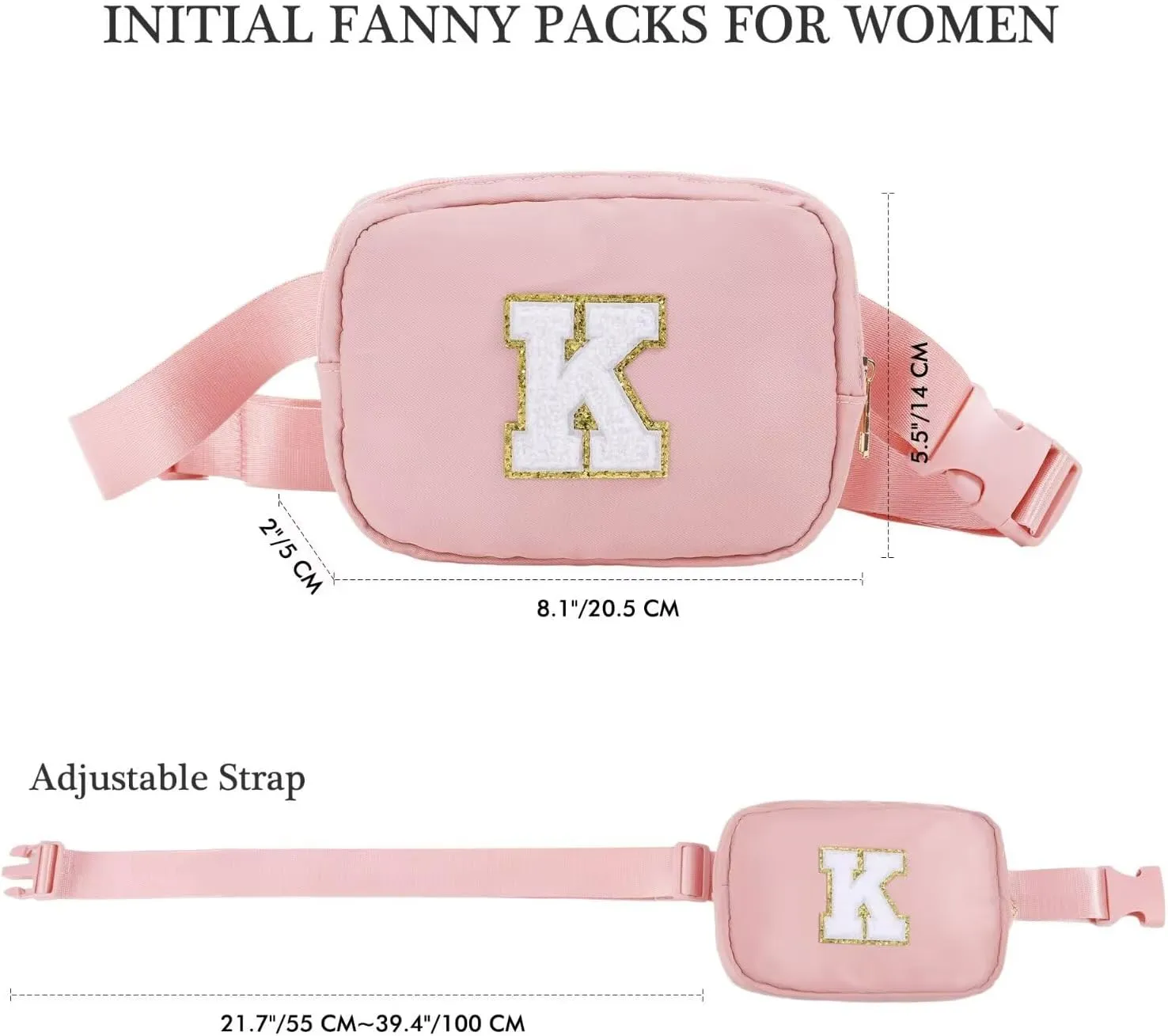 YOOLIFE Customized Gifts for Women - Personalized Birthday Gift for Mom, Mom Gifts From Daughter, Mother In Law Gifts, Mama Gift Idea, Pink Initial Crossbody Bag Belt Bag H