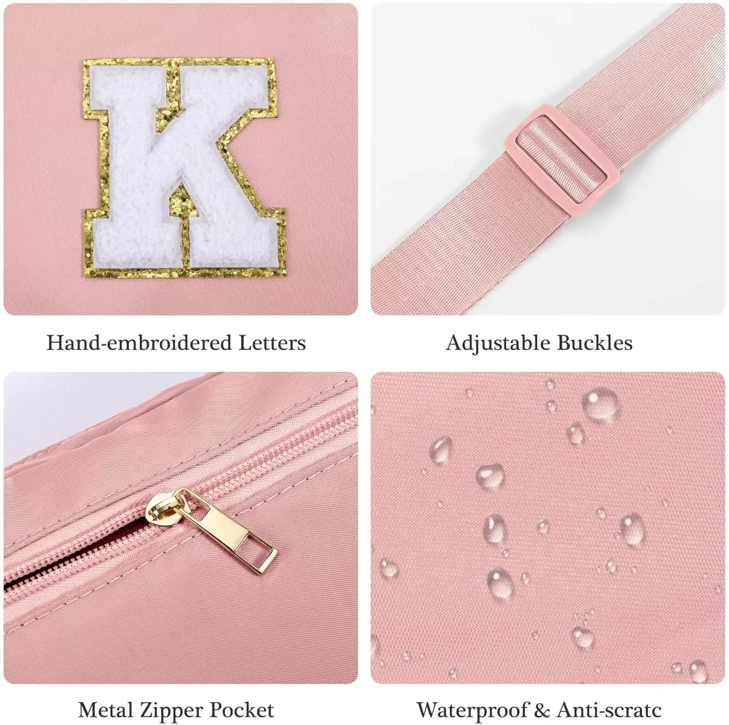 YOOLIFE Customized Gifts for Women - Personalized Birthday Gift for Mom, Mom Gifts From Daughter, Mother In Law Gifts, Mama Gift Idea, Pink Initial Crossbody Bag Belt Bag H