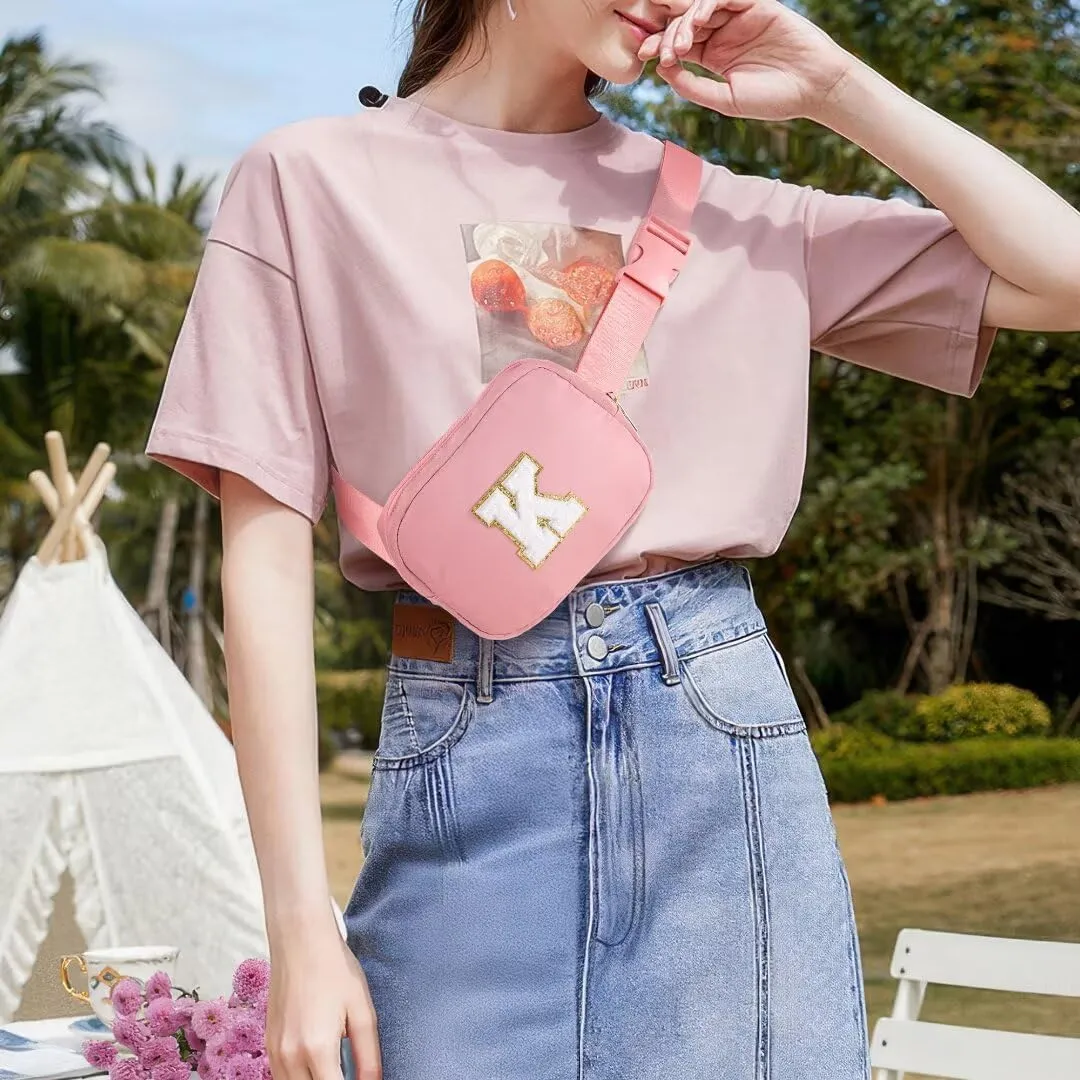 YOOLIFE Customized Gifts for Women - Personalized Birthday Gift for Mom, Mom Gifts From Daughter, Mother In Law Gifts, Mama Gift Idea, Pink Initial Crossbody Bag Belt Bag H