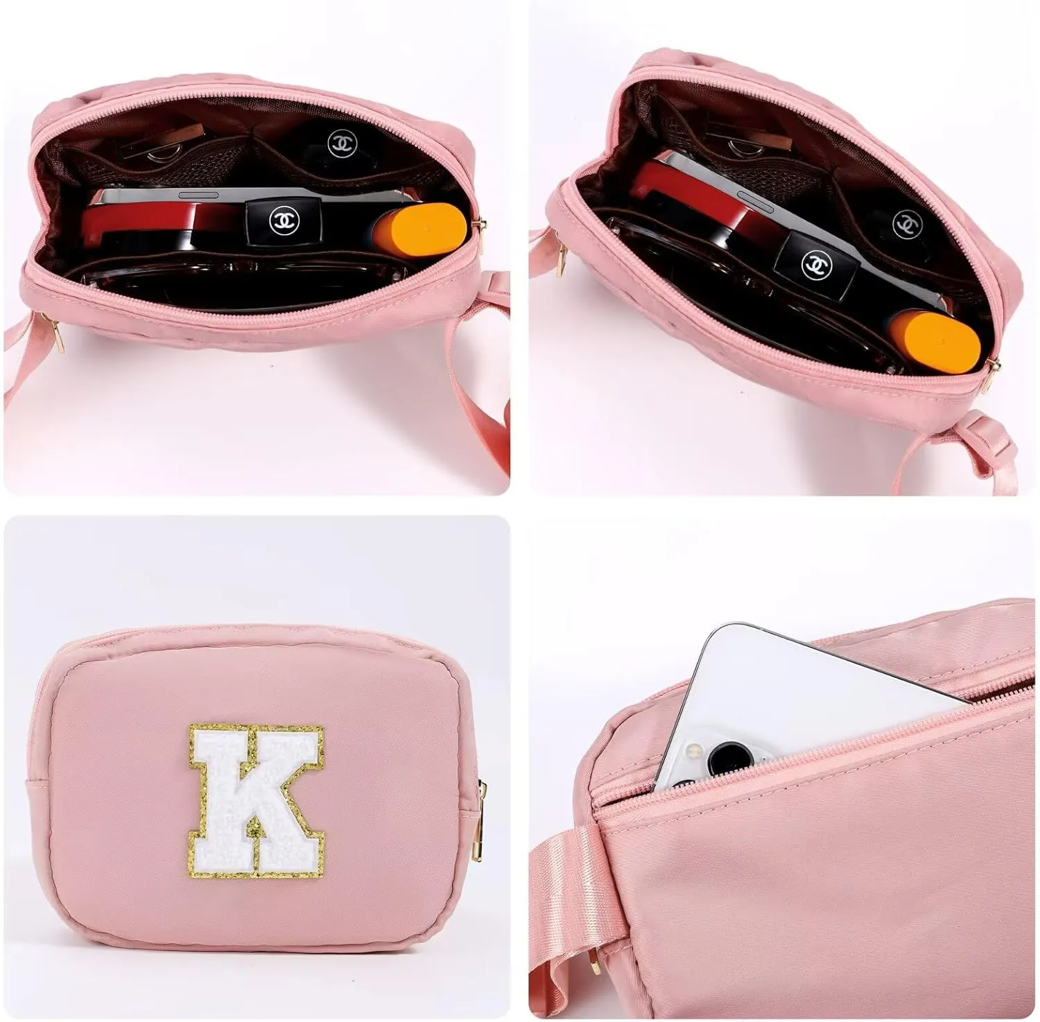 YOOLIFE Customized Gifts for Women - Personalized Birthday Gift for Mom, Mom Gifts From Daughter, Mother In Law Gifts, Mama Gift Idea, Pink Initial Crossbody Bag Belt Bag H