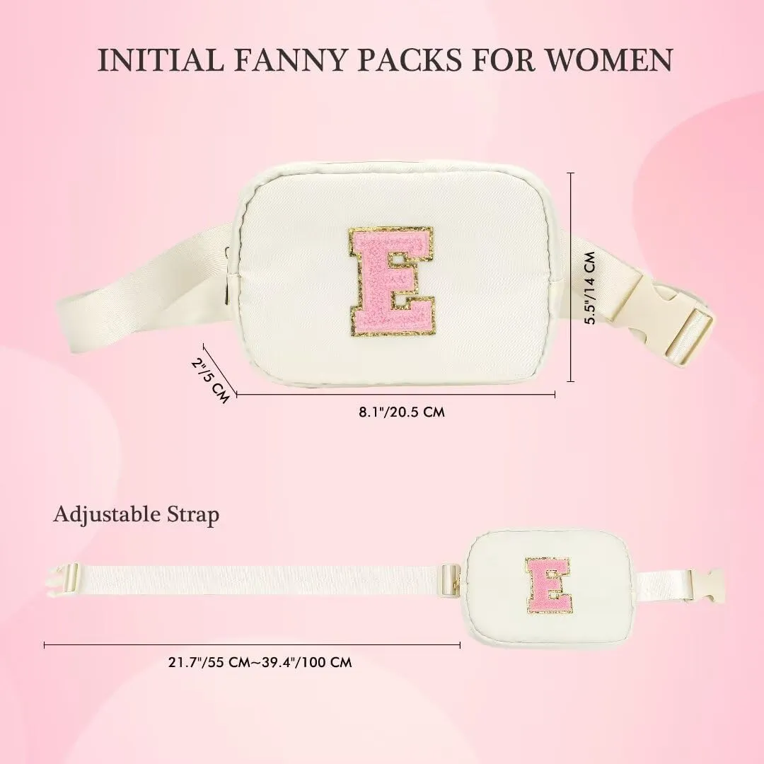 YOOLIFE Teacher Appreciation Gifts for Women, Teacher Retirement Gifts for Women Teacher Bag Teacher Gifts from Students, Initial Crossbody Bag Belt Bag, White T