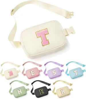 YOOLIFE Teacher Appreciation Gifts for Women, Teacher Retirement Gifts for Women Teacher Bag Teacher Gifts from Students, Initial Crossbody Bag Belt Bag, White T