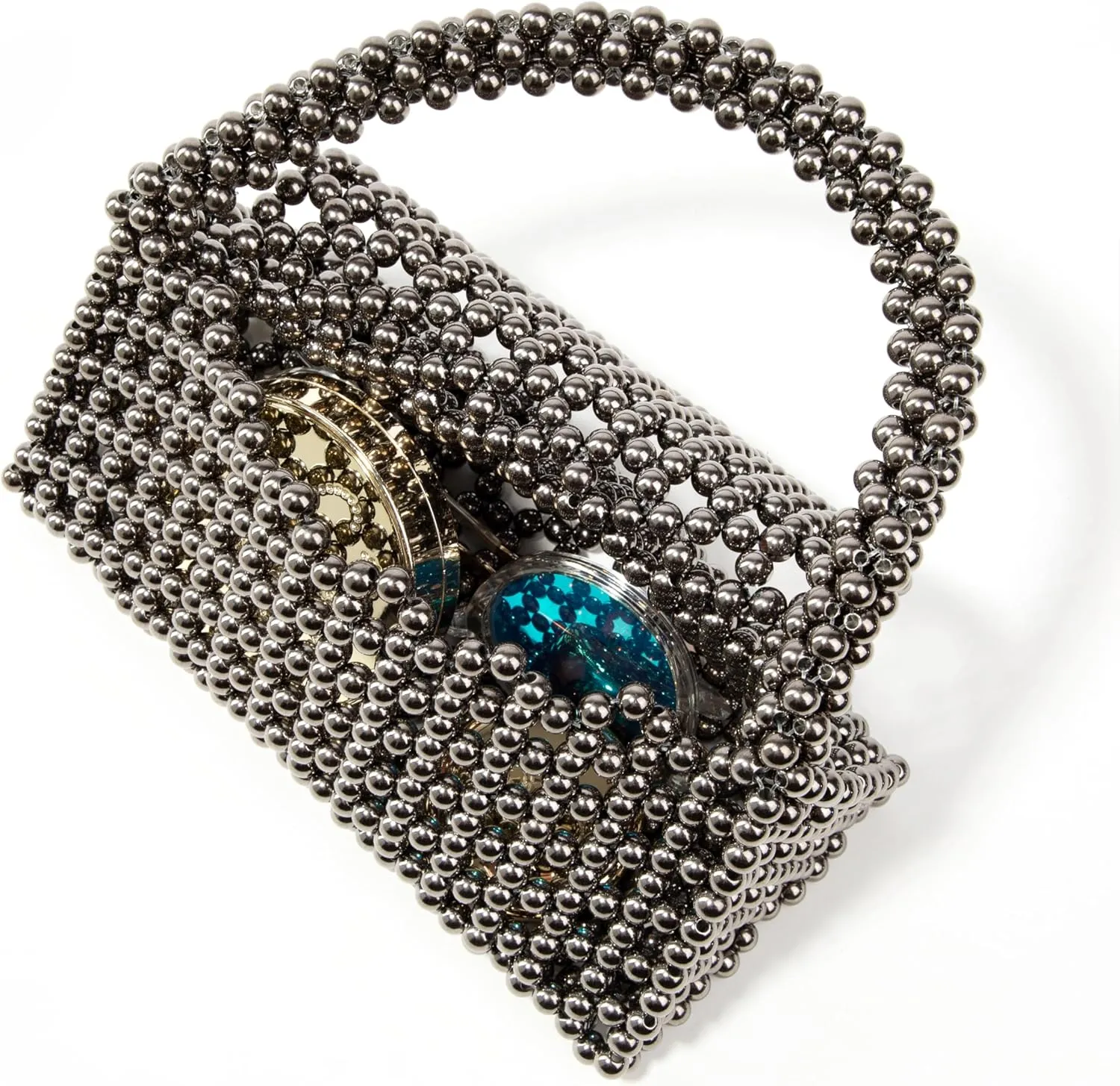 YUSHINY Candy Color Acrylic Beaded Hollow Handbag Evening Clutch Triangle Bags for Wedding Party