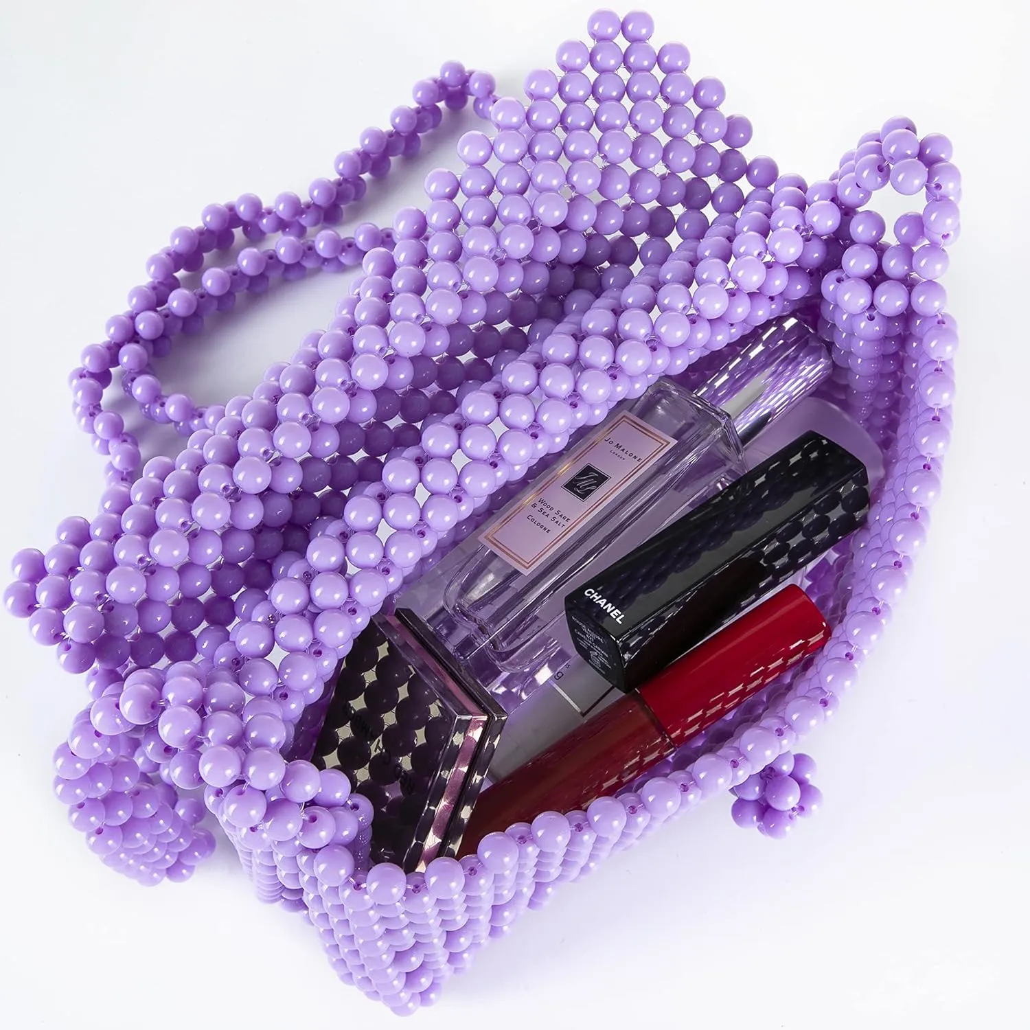 YUSHINY Women Acrylic Beaded Clutch Macaron Color Message Bag with Strap for Wedding Evening Party