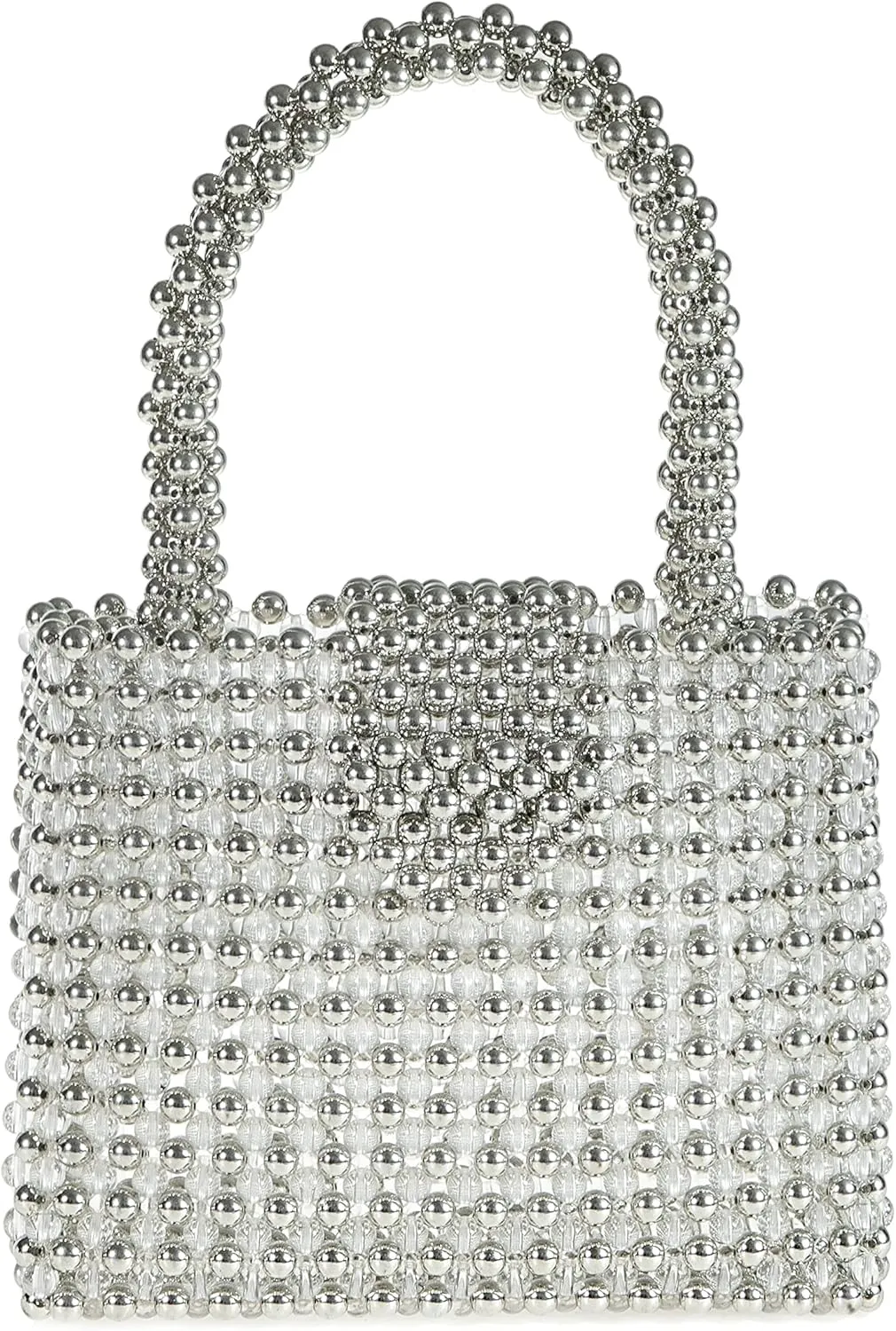 YUSHINY Women Acrylic Beaded Evening Tote Medium HandBag with Pull-on Closure for Wedding Party