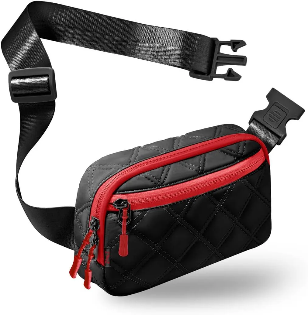 ZINZ Fanny Packs Waist Belt Bags for Travel and Daily Use, Crossbody Bum Hip Bag for Women and Men,Black Red