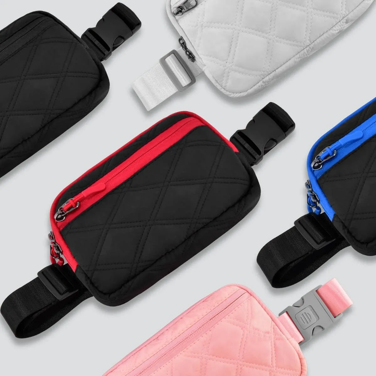 ZINZ Fanny Packs Waist Belt Bags for Travel and Daily Use, Crossbody Bum Hip Bag for Women and Men,Black Red