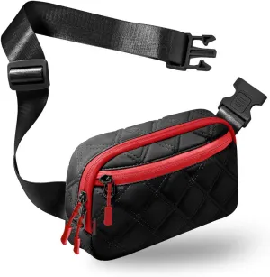ZINZ Fanny Packs Waist Belt Bags for Travel and Daily Use, Crossbody Bum Hip Bag for Women and Men,Black Red