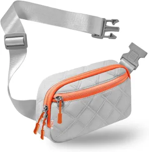ZINZ Fanny Packs Waist Belt Bags for Travel and Daily Use, Crossbody Bum Hip Bag for Women and Men,Gray Orange