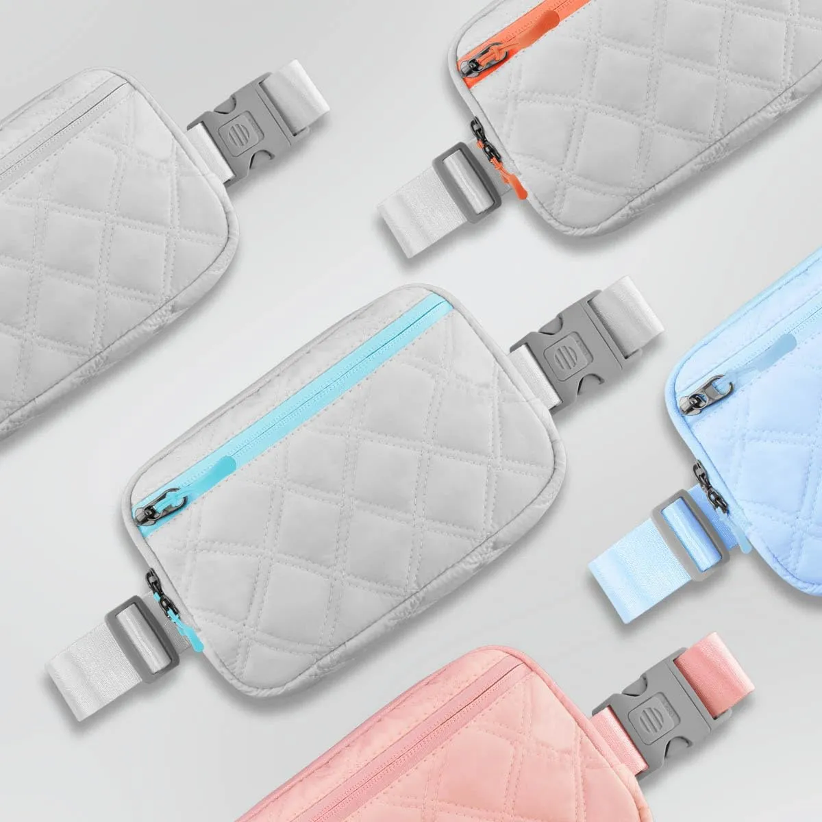 ZINZ Fanny Packs Waist Belt Bags for Travel and Daily Use, Crossbody Bum Hip Bag for Women and Men,Gray Orange