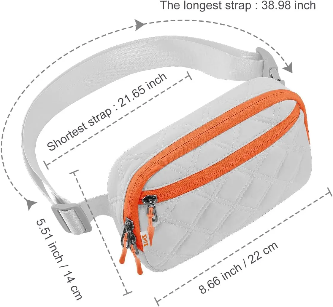 ZINZ Fanny Packs Waist Belt Bags for Travel and Daily Use, Crossbody Bum Hip Bag for Women and Men,Gray Orange