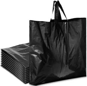 Zonon 80 Pieces 18 x 14 Inch Large Boutique Merchandise Bags with Handles and Bottom Gusset, 3.3 Mil Thick Black Plastic Shopping Goodie Bags for Retail Clothing Grocery Store