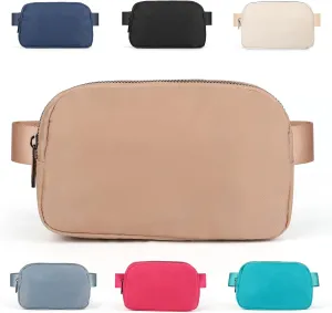 ZPN Mini Fanny Pack Belt Bag for Women and Men, Fashionable Waterproof Waist Pack with Adjustable Strap for Traveling, Hiking, Jogging, Cycling (Light Brown)