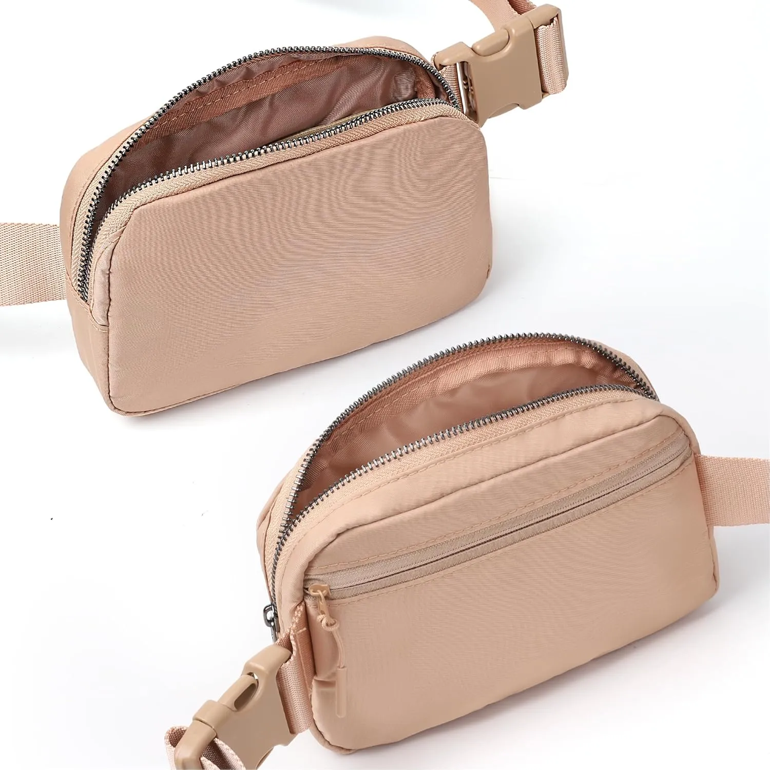 ZPN Mini Fanny Pack Belt Bag for Women and Men, Fashionable Waterproof Waist Pack with Adjustable Strap for Traveling, Hiking, Jogging, Cycling (Light Brown)