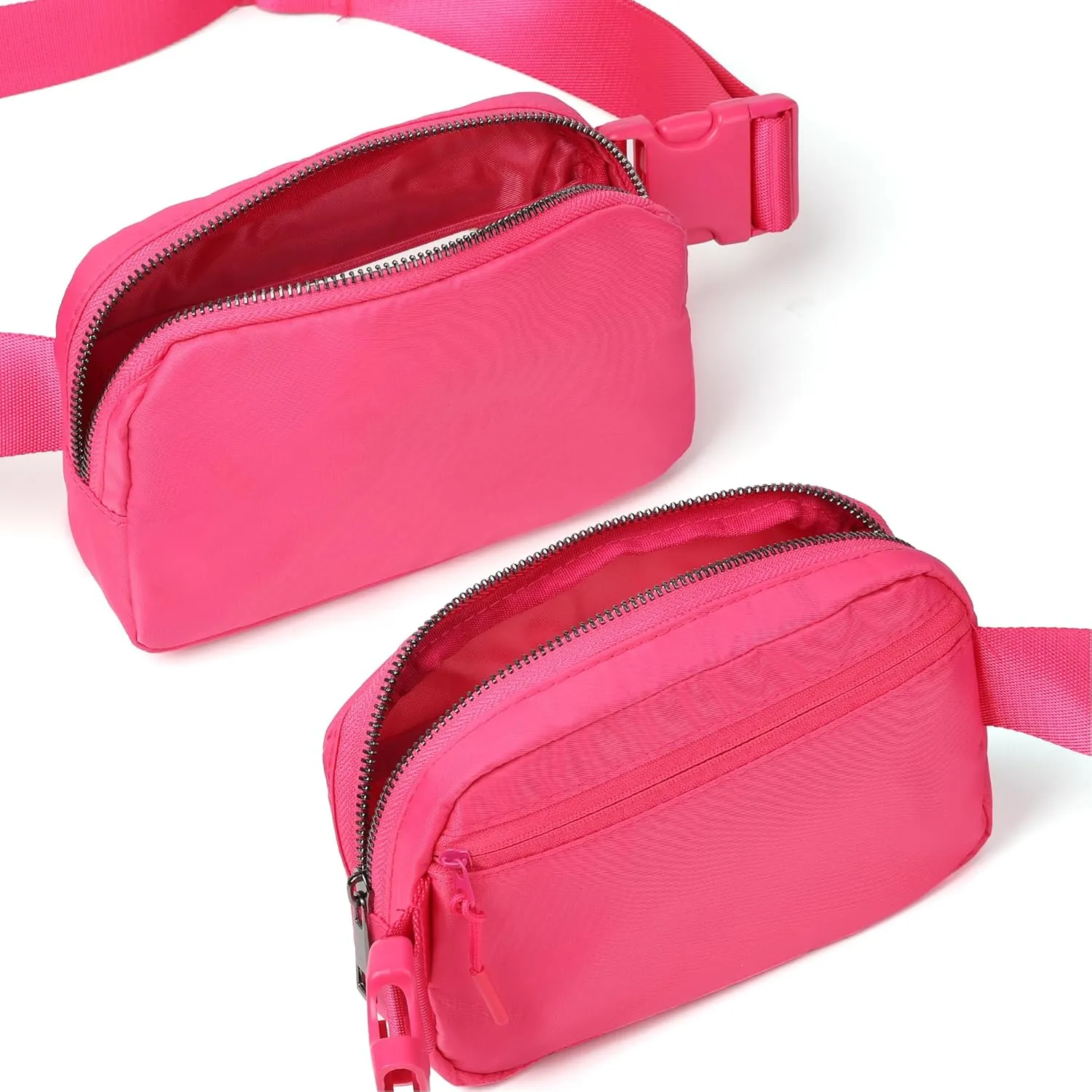 ZPN Mini Fanny Pack Belt Bag for Women and Men, Fashionable Waterproof Waist Pack with Adjustable Strap for Traveling, Hiking, Jogging, Cycling (Pink Glow)