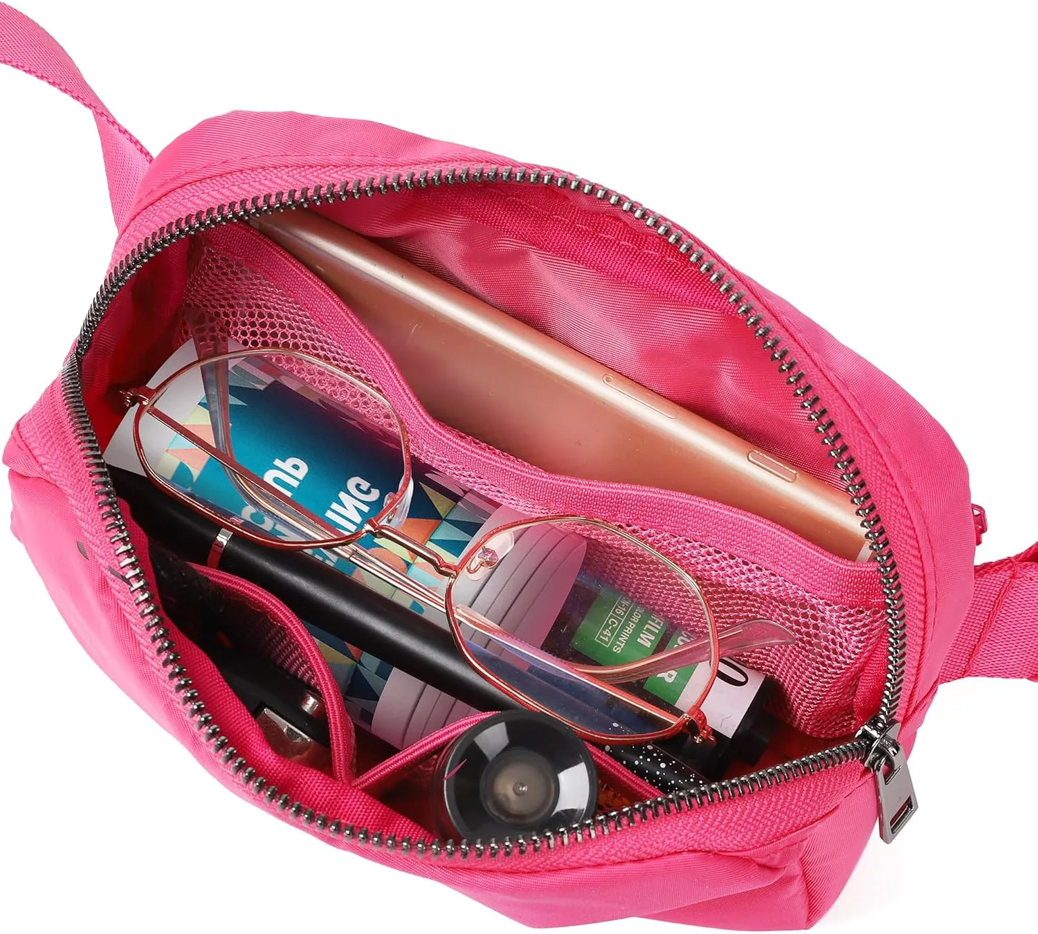 ZPN Mini Fanny Pack Belt Bag for Women and Men, Fashionable Waterproof Waist Pack with Adjustable Strap for Traveling, Hiking, Jogging, Cycling (Pink Glow)