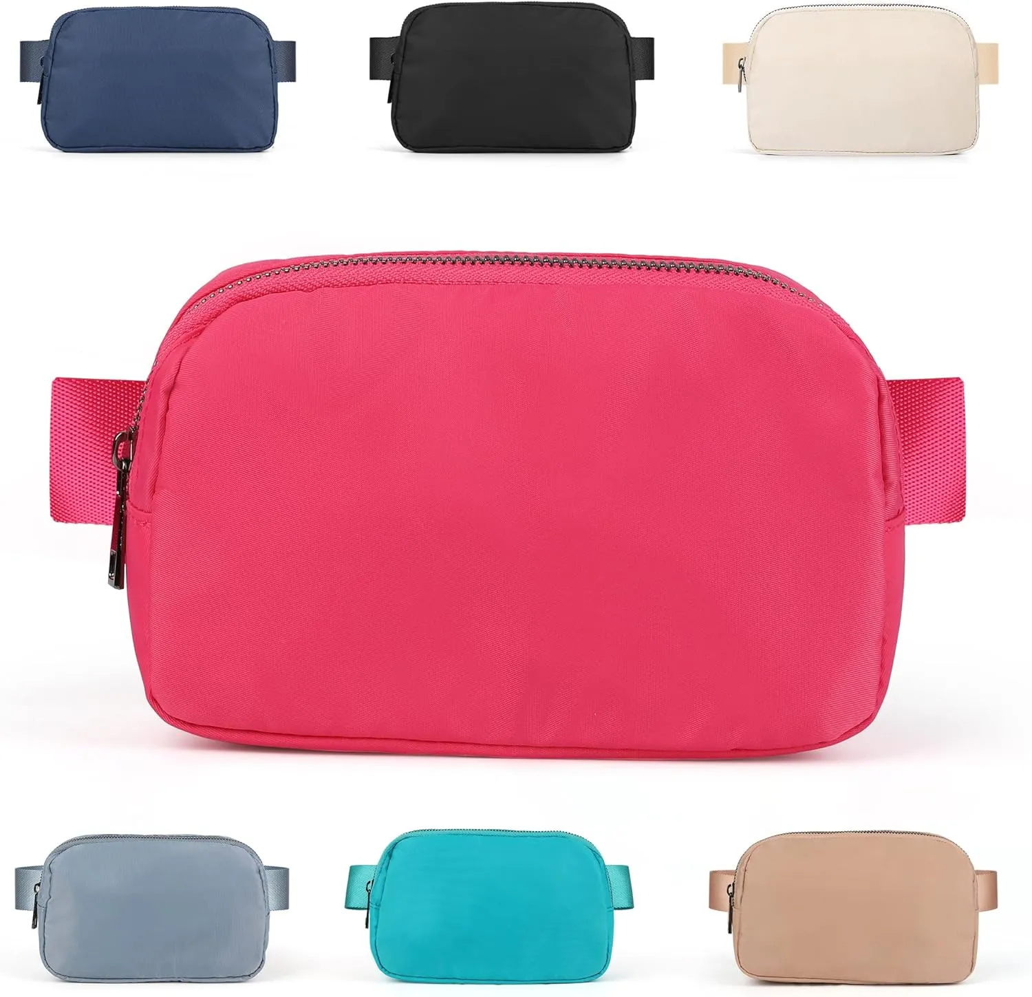 ZPN Mini Fanny Pack Belt Bag for Women and Men, Fashionable Waterproof Waist Pack with Adjustable Strap for Traveling, Hiking, Jogging, Cycling (Pink Glow)