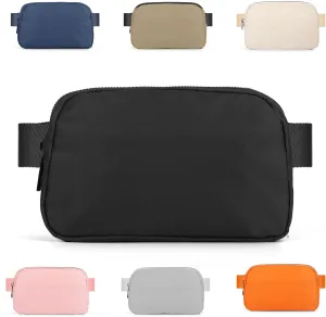 ZPN Mini Fanny Pack Black Belt Bag for Women and Men, Fashionable Waterproof Waist Pack with Adjustable Strap for Traveling, Hiking, Jogging, Cycling.