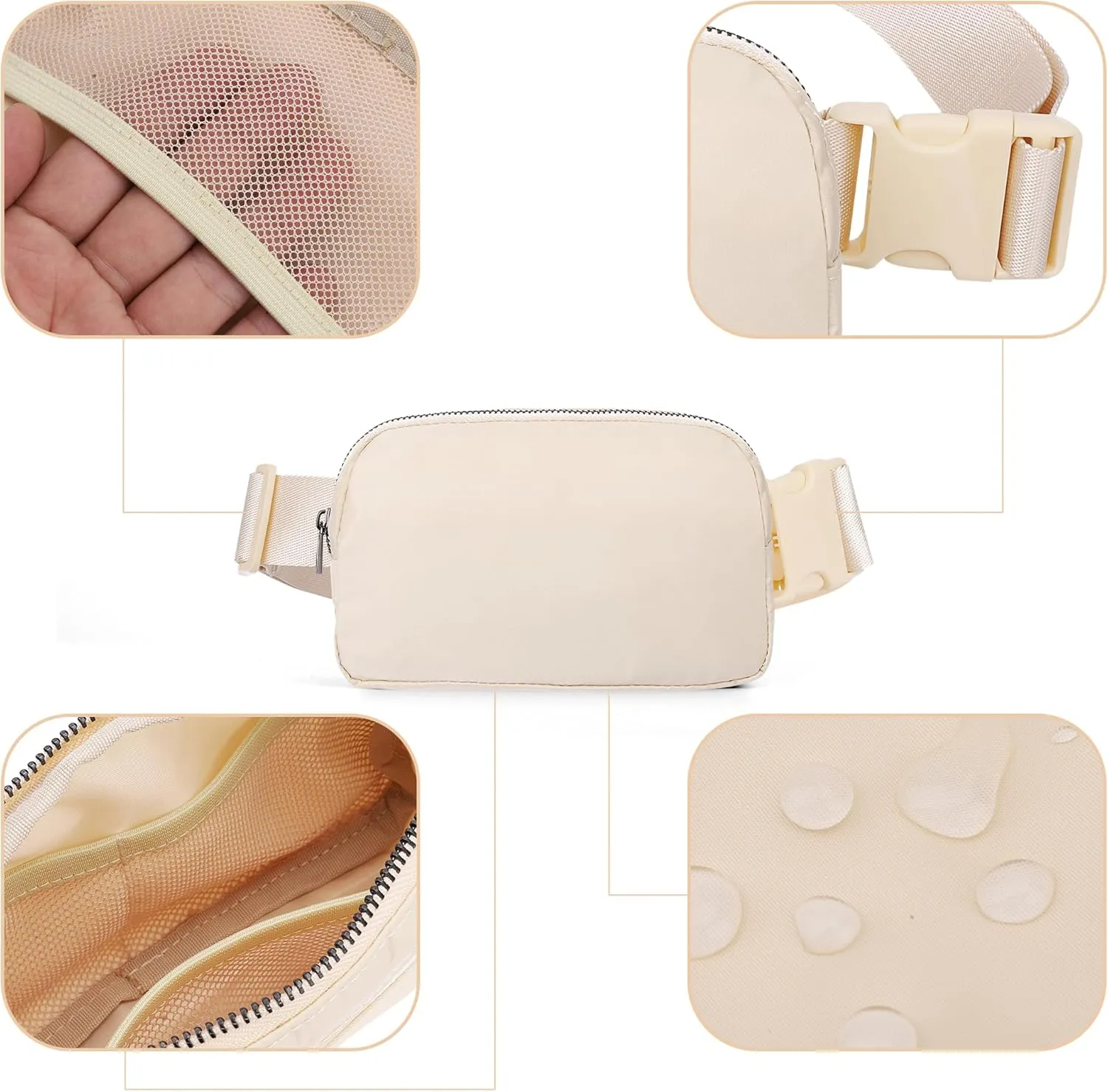ZPN Mini Fanny Pack Creamy Belt Bag for Women and Men, Fashionable Waterproof Waist Pack with Adjustable Strap for Traveling, Hiking, Jogging, Cycling