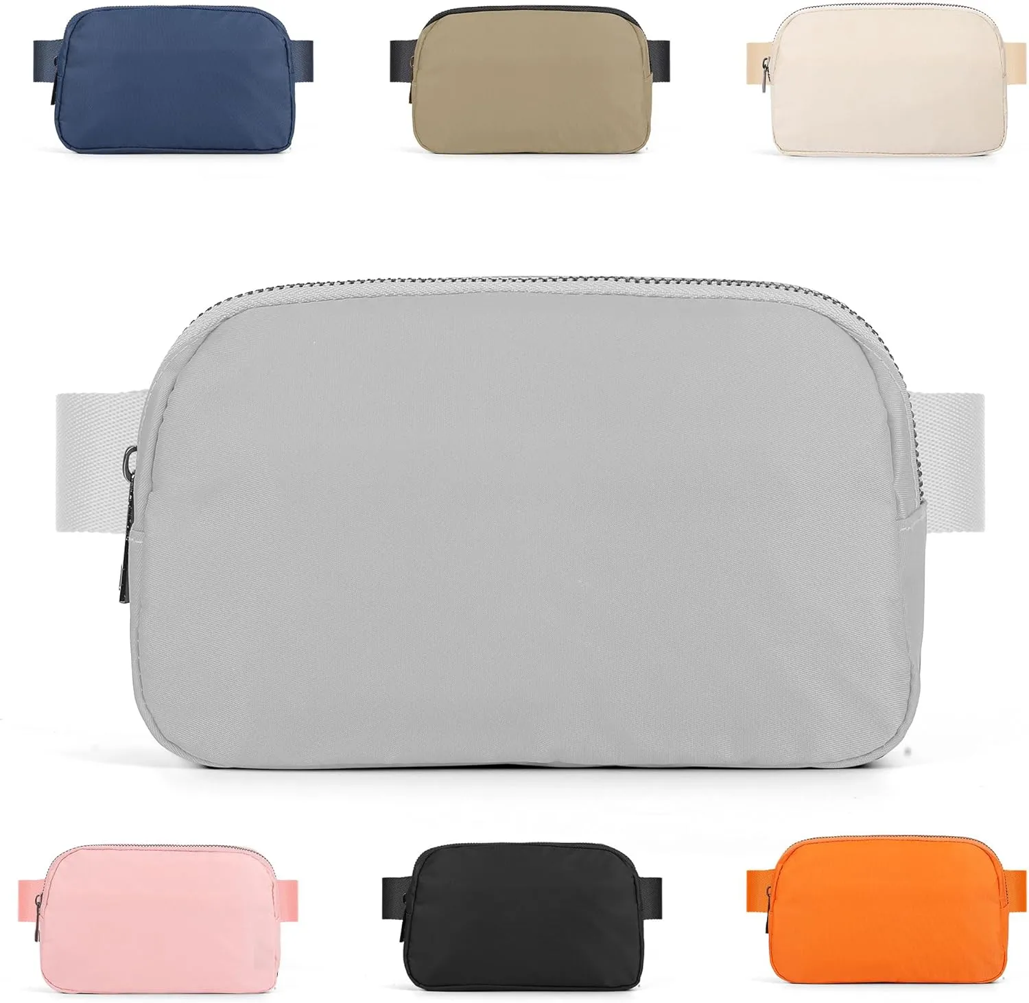 ZPN Mini Fanny Pack Gray Belt Bag for Women and Men, Fashionable Waterproof Waist Pack with Adjustable Strap for Traveling, Hiking, Jogging, Cycling