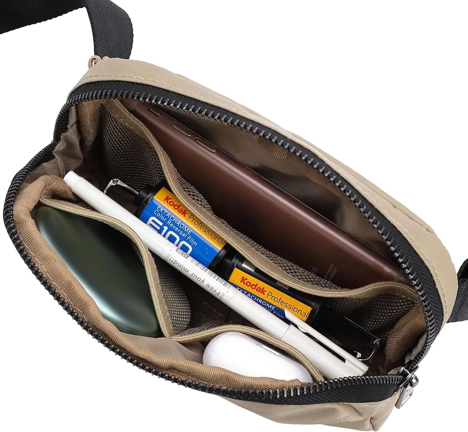 ZPN Mini Fanny Pack Khaki Belt Bag for Women and Men, Fashionable Waterproof Waist Pack with Adjustable Strap for Traveling, Hiking, Jogging, Cycling