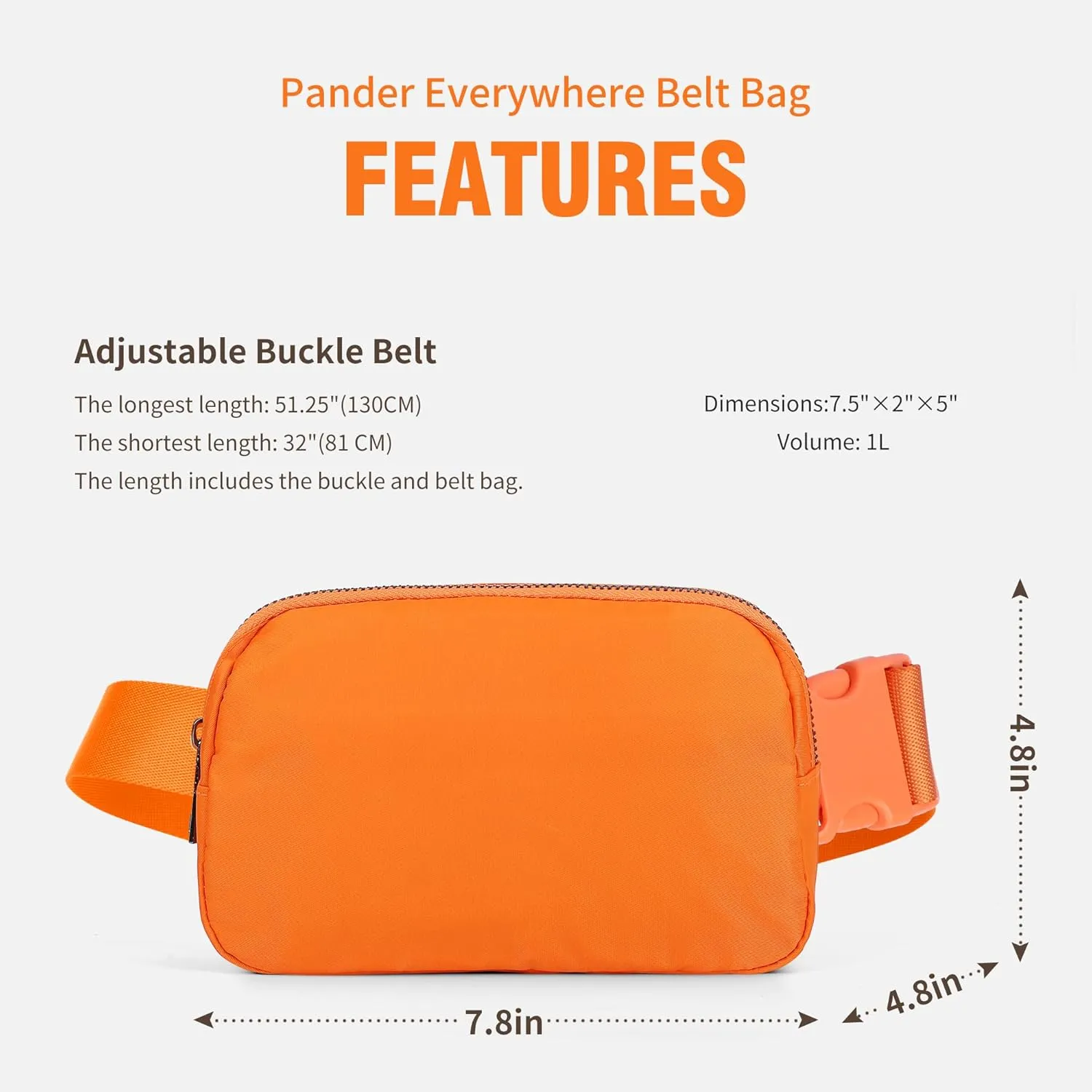 ZPN Mini Fanny Pack Orange Belt Bag for Women and Men, Fashionable Waterproof Waist Pack with Adjustable Strap for Traveling, Hiking, Jogging, Cycling